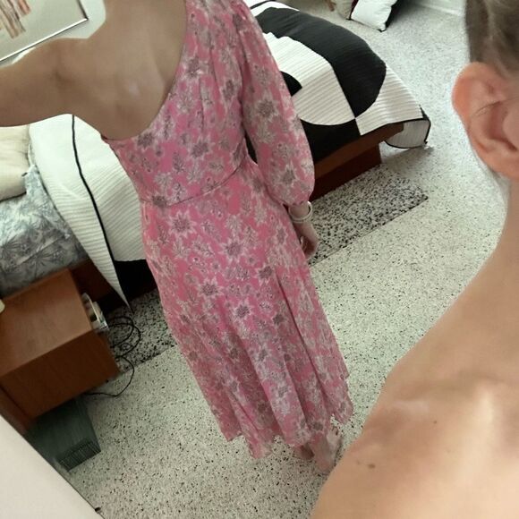 Taylor one shoulder midi dress pink floral 4 Easter - Picture 2 of 7